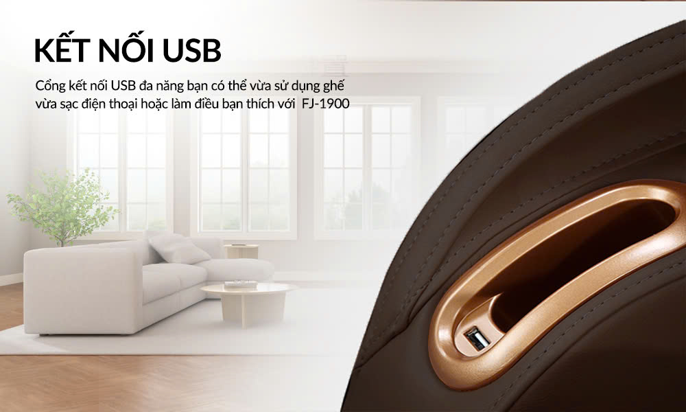 Ghế massage Fuji FJ-1900 tiện k&iacute;ch kết nối USB sạc điện thoại