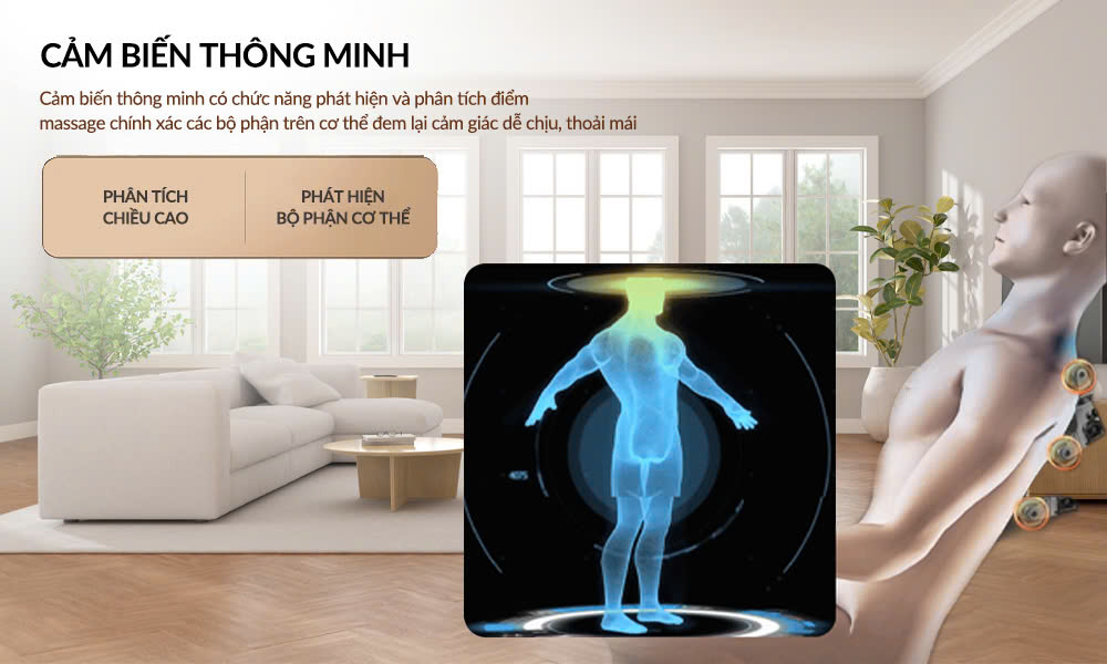 Ghế massage Fuji FJ-1900 với cảm biết qu&eacute;t cơ thể th&ocirc;ng minh