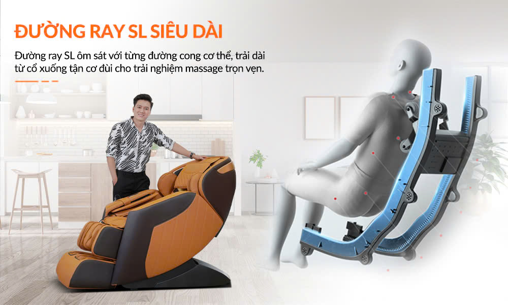 Ghế massage Fuji FJ-4800- Đường ray massage si&ecirc;u d&agrave;i