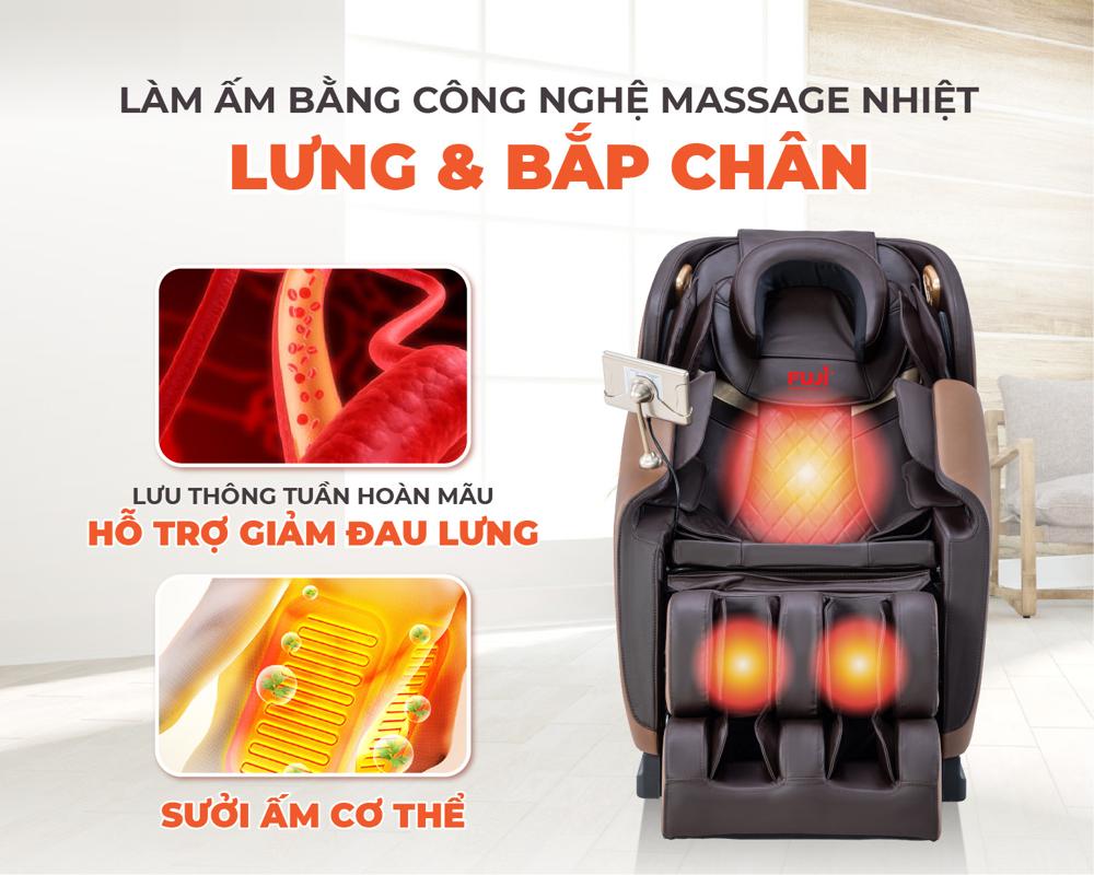 ghế massage fuji g81 l&agrave;m ấm cơ thể bằng c&ocirc;ng nghệ nhiệt hồng ngoại 