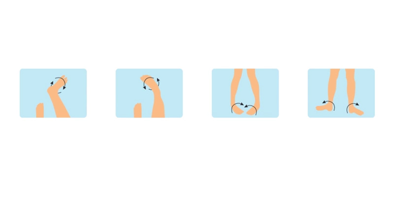 Xoay cổ chân kích thích lưu thông máu cục bộ quanh mắt cá chân và bàn chân