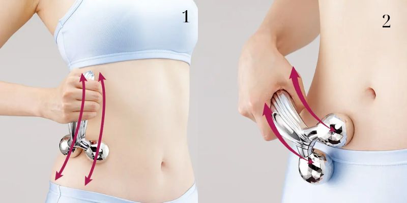 Massage giảm mỡ bụng bằng cây lăn 3D