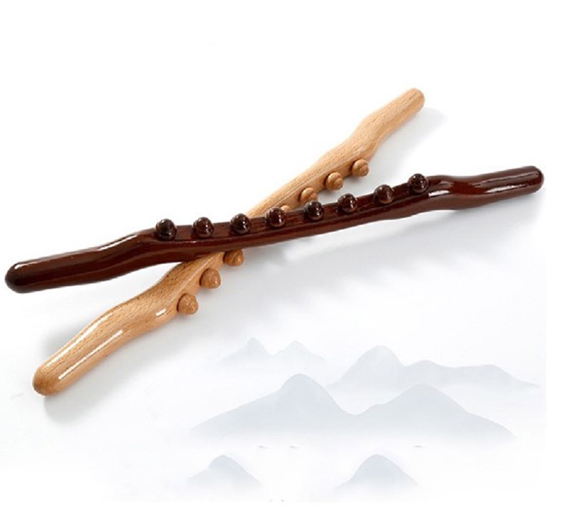 Gậy gỗ massage lưng 8 bi hạt carbon làm từ gỗ sồi bền đẹp
