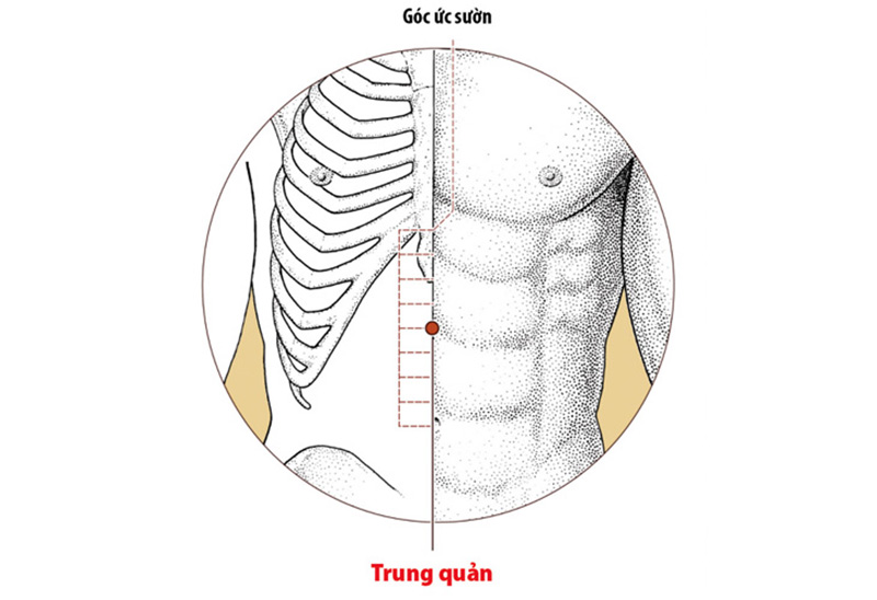 Cách bấm huyệt chữa đầy bụng khó tiêu Trung Quản