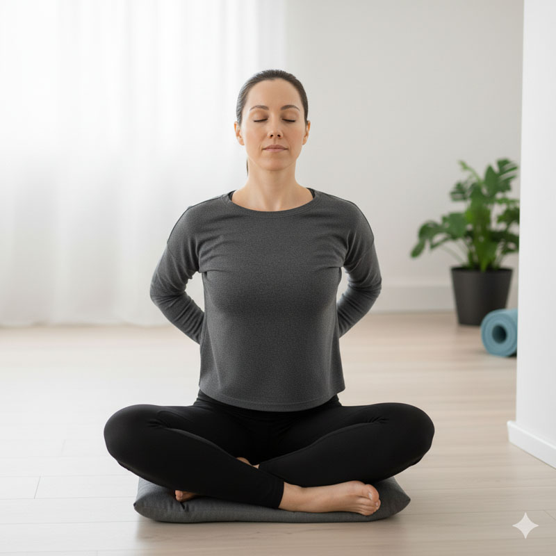 Đẩy tay lên và xuống tạo thành cánh bướm để giãn cơ vai