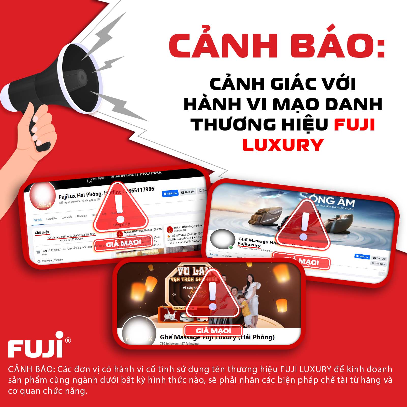 Cảnh Báo Khẩn Cấp Về Tình Trạng Mạo Danh Thương Hiệu Ghế Massage Fuji Luxury