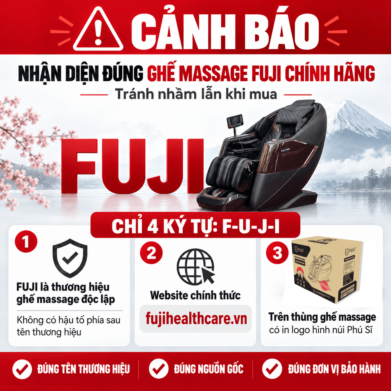 CẢNH BÁO: Nhận diện đúng ghế massage FUJI chính hãng tránh nhầm lẫn khi mua